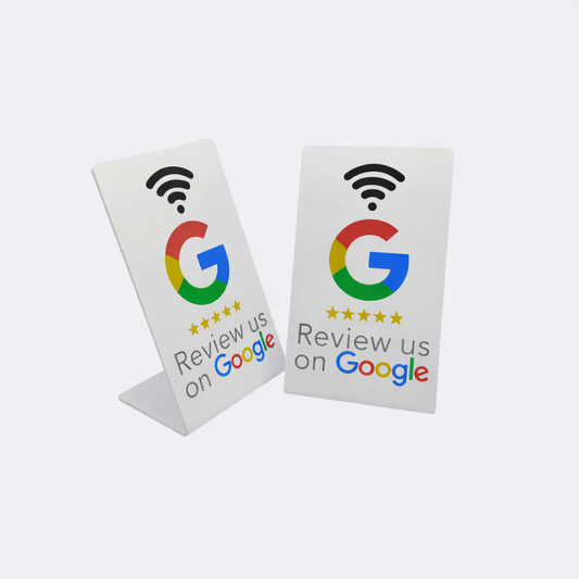 Custom NFC Google Review Stand | Tap & Scan Counter Sign